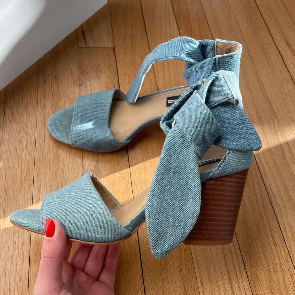 Blue Tie Up Heels
